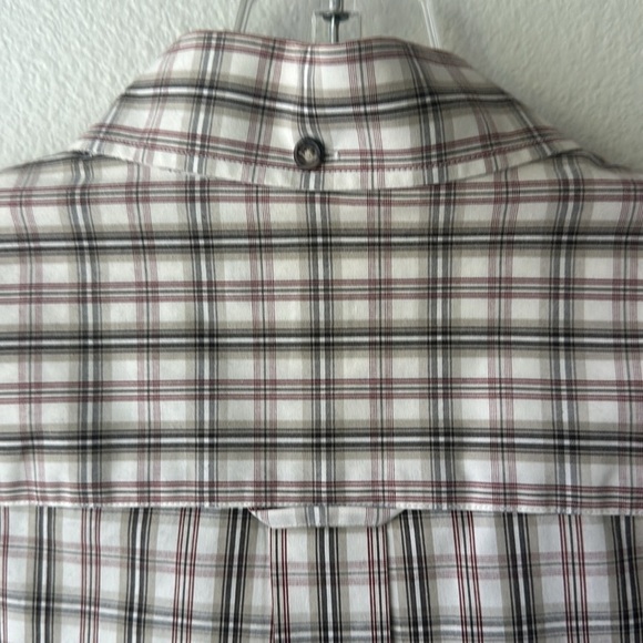 Nordstrom shirt men's button up dressy career size Large White gray plaid - Picture 5 of 9